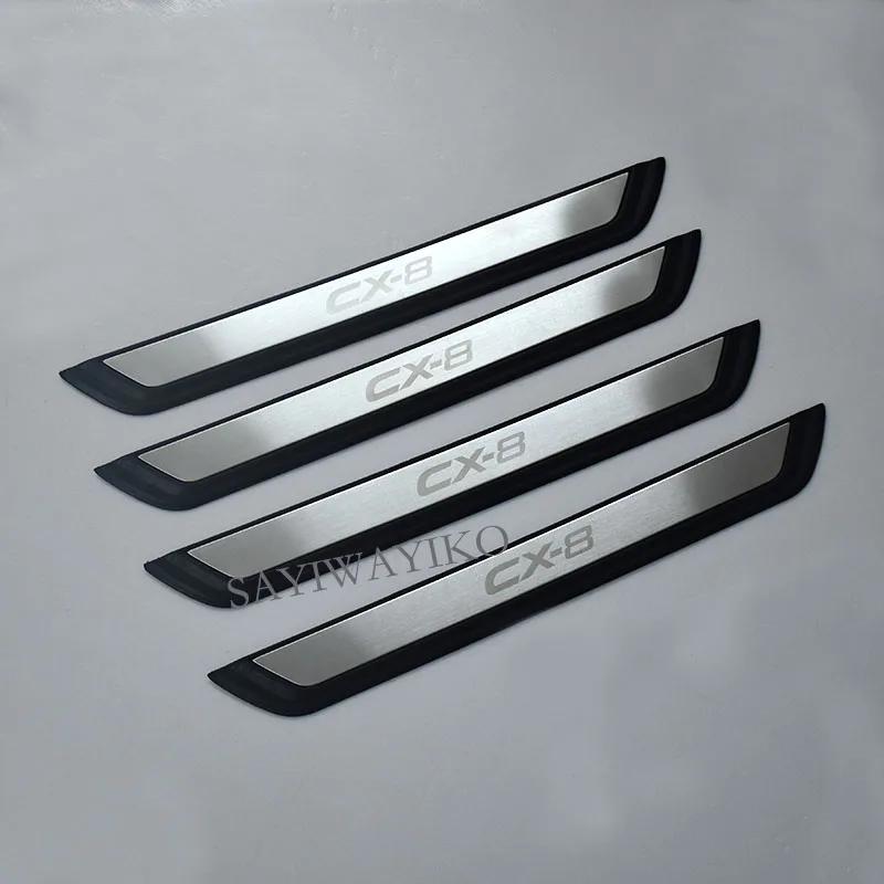 

Подходит для Mazda CX-8 CX8 2017 2018 2020 2021 2022 Накладка на порог, приветственная педаль, нержавеющая сталь, автомобильный Стайлинг, автомобильные аксессуары