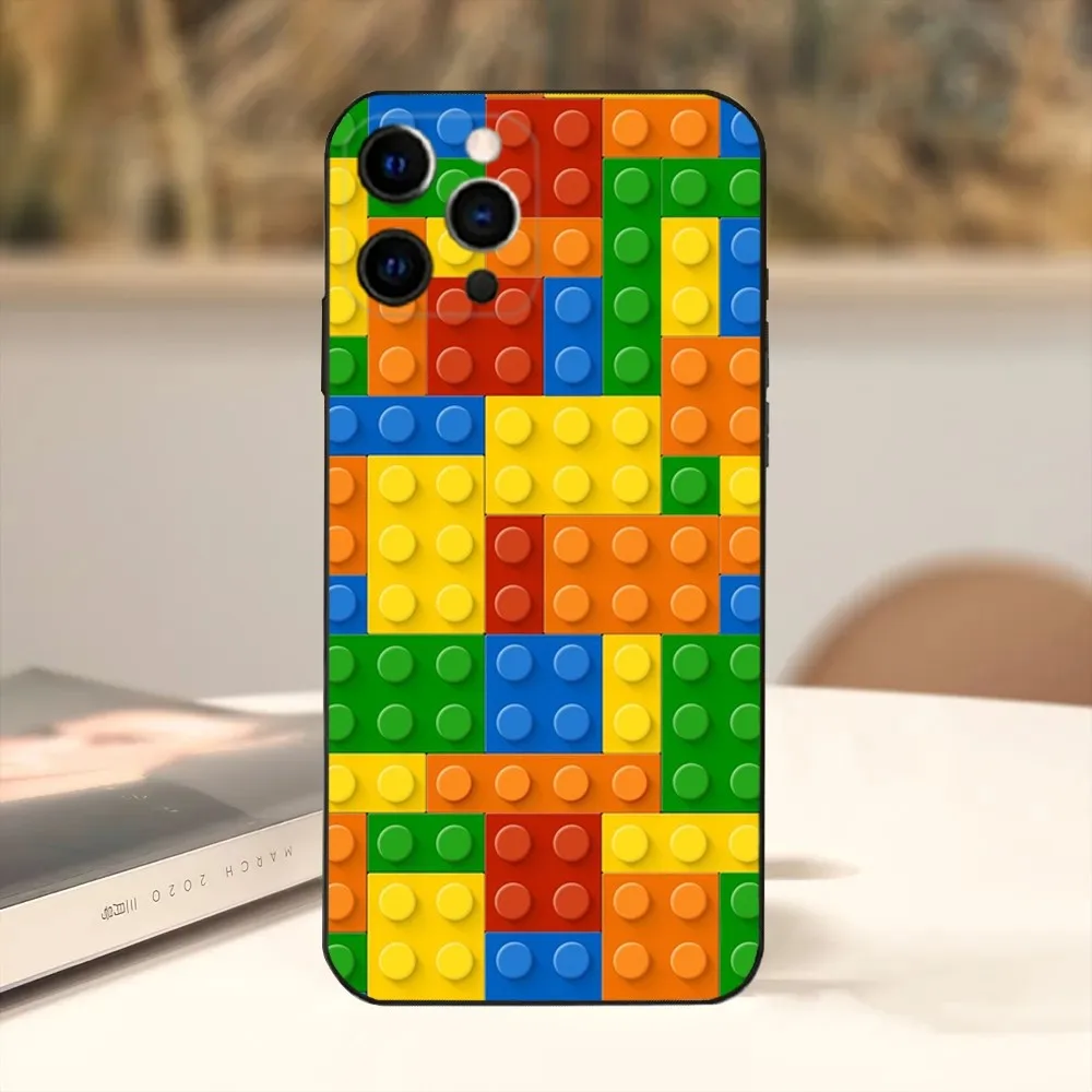 Чехол для телефона L-Lego B-Bricks с фоном iPhone15 14 13 12 Mini 11 Pro XR X XS MAX 7 8 Plus силиконовый чехол