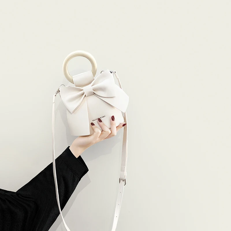 

Bow Small Bag Popular Cross Body Bucket Bag High Sense Small Handbag