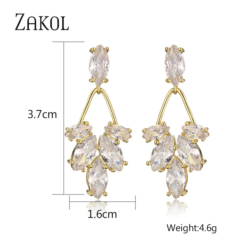 ZAKOL корейские свадебные серьги-подвески изысканные серьги с цирконием в форме