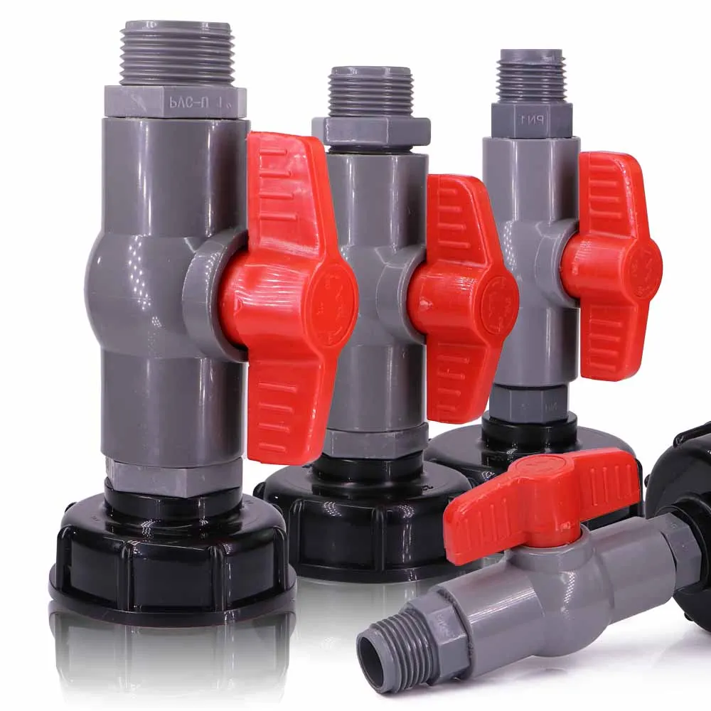 Адаптер шарового клапана из ПВХ 1/2 дюйма 3/4 1 дюйм бак IBC с грубой резьбой S60x6 1000 л