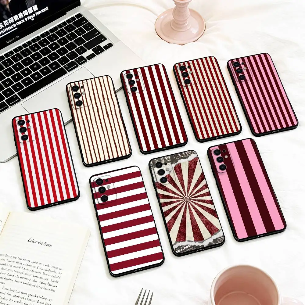 Фото Чехол для телефона B-Burgundy W-White Stripe для Samsung S 25,24,23,22,30,21,10,9,Ultra,Plus,Lite,FE,4,5 G, мягкий черный чехол №1