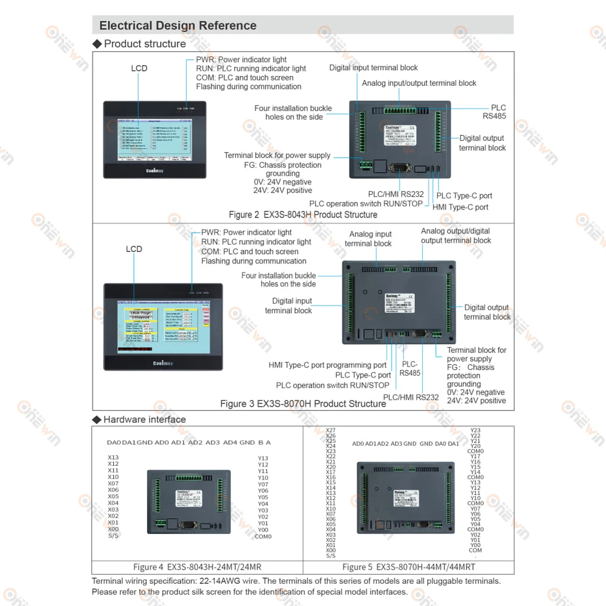 Фото Многофункциональный HMI/ПЛК Coolmay 7 дюймов 24DI 24DO EX3S-8070H-44MT 44MRT с сенсорным экраном, 4AD, 2DA, MODBUS, RS232, RS485, интегрированный №2