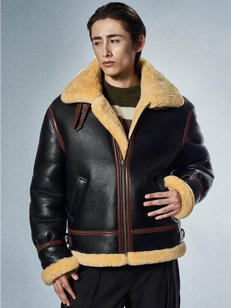Роскошная мужская куртка из овечьей шерсти мериноса новинка 2024 утолщенные
