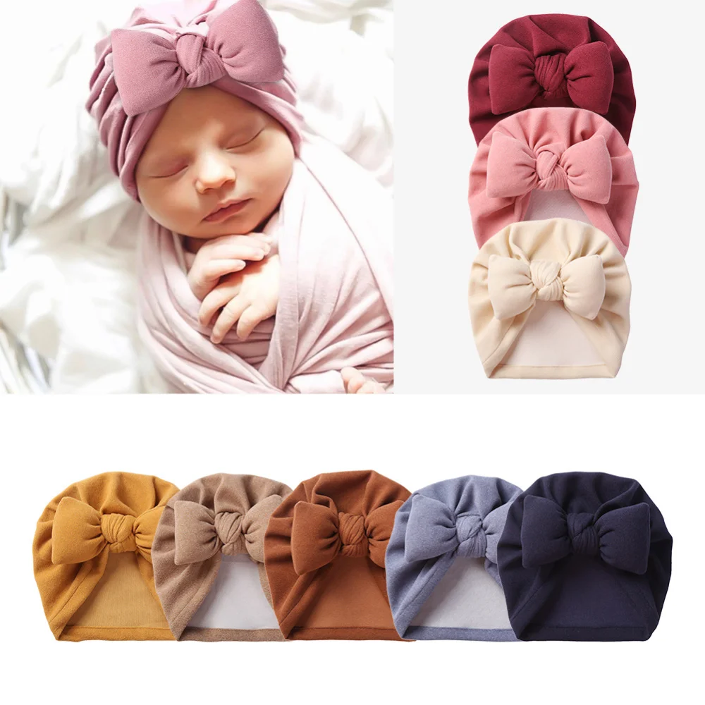 

Autumn Winter Imitation Cashmere Baby Pullover Hat Cotton Filled Bowknot Children's Hat Infant Indian Hat Kids Hats & Caps