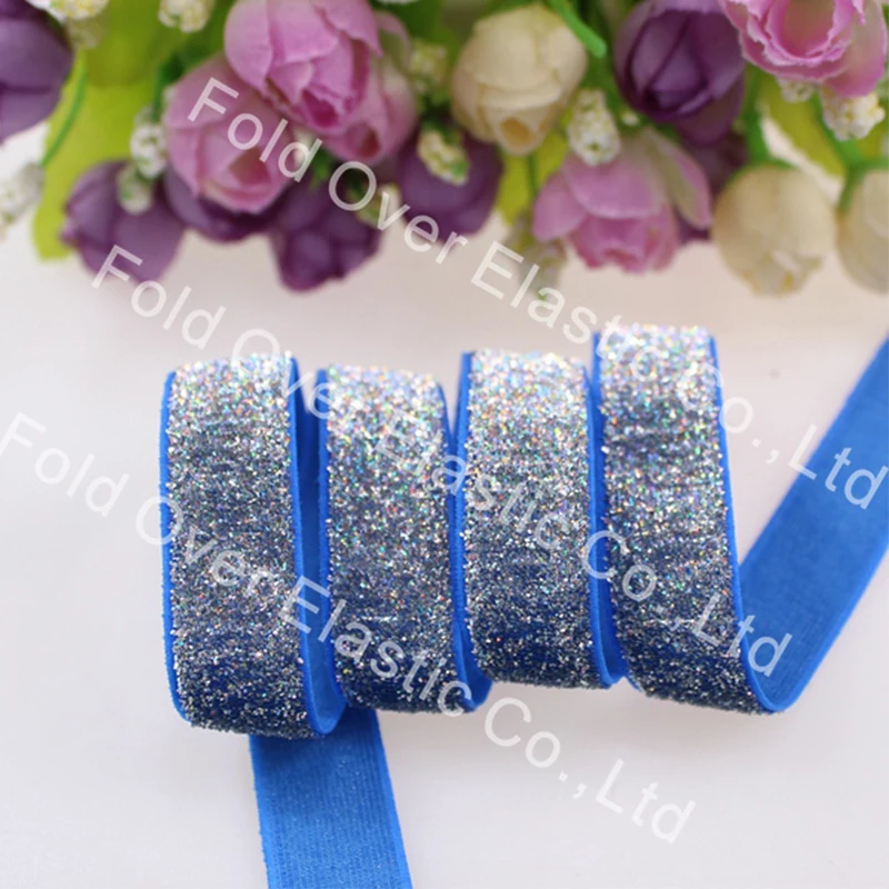 

5/8 ''замороженный Блестящий эластичный металлическая бархатная лента 50 ярдов DL-LB-1