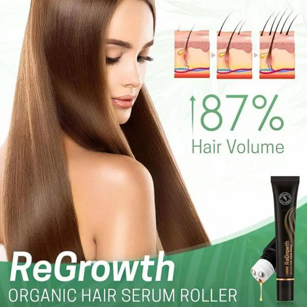 

20ml Regrowth Organic Hair Serum Roller Set Biotin Hair Growth Serum Triple Roll-On Massager Hair Growth Essence