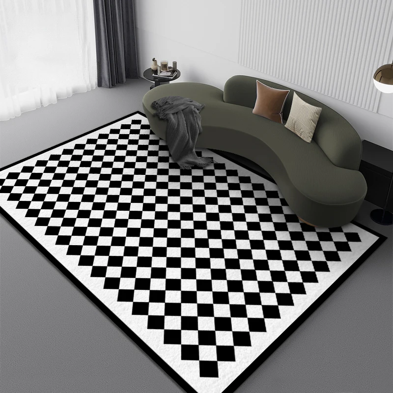 

Plush Checkerboard Carpets for Living Room Decoration Rugs for Bedroom Decor Carpet Home Sofa Soft Carpet Fluffy Floor Mats