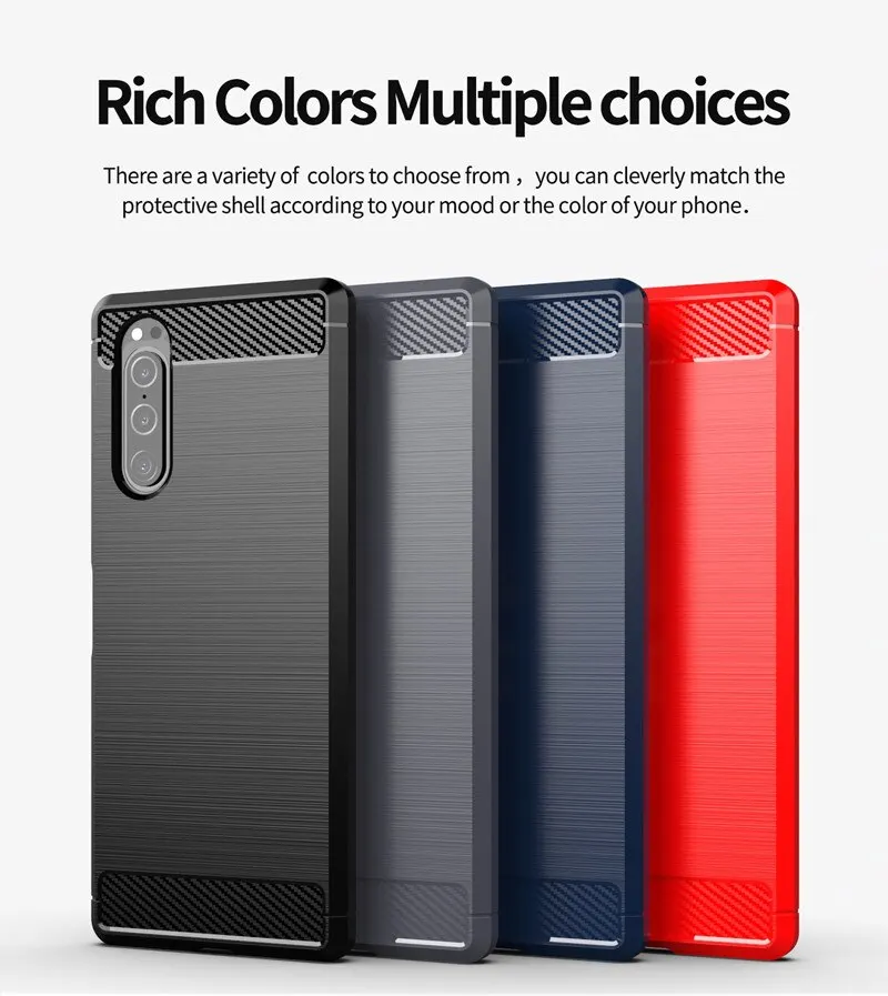 

Чехол для Sony Xperia 5 II III, силиконовые чехлы с матовой текстурой, роскошный мягкий чехол из углеродного волокна и ТПУ для телефона