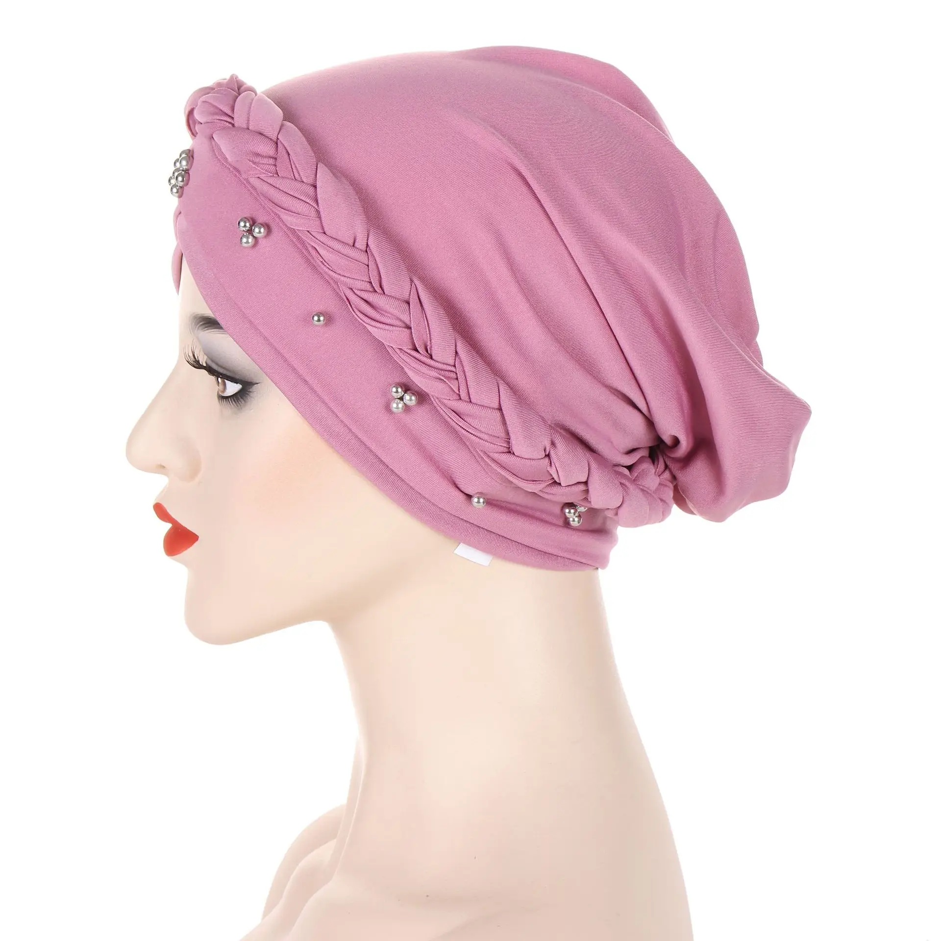 Women Hijab Braid Forhead Cross Turban Hats for Women Beanies Cap Headwrap Headwear Elastic Muslim Women Clothing Ramadan Hijabs