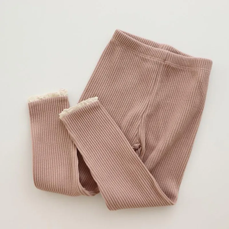 

Baby Pants Knitted Candy Color Bottoms Outfits Toddler Girls Ribbed Leggings Striped Casual Trousers