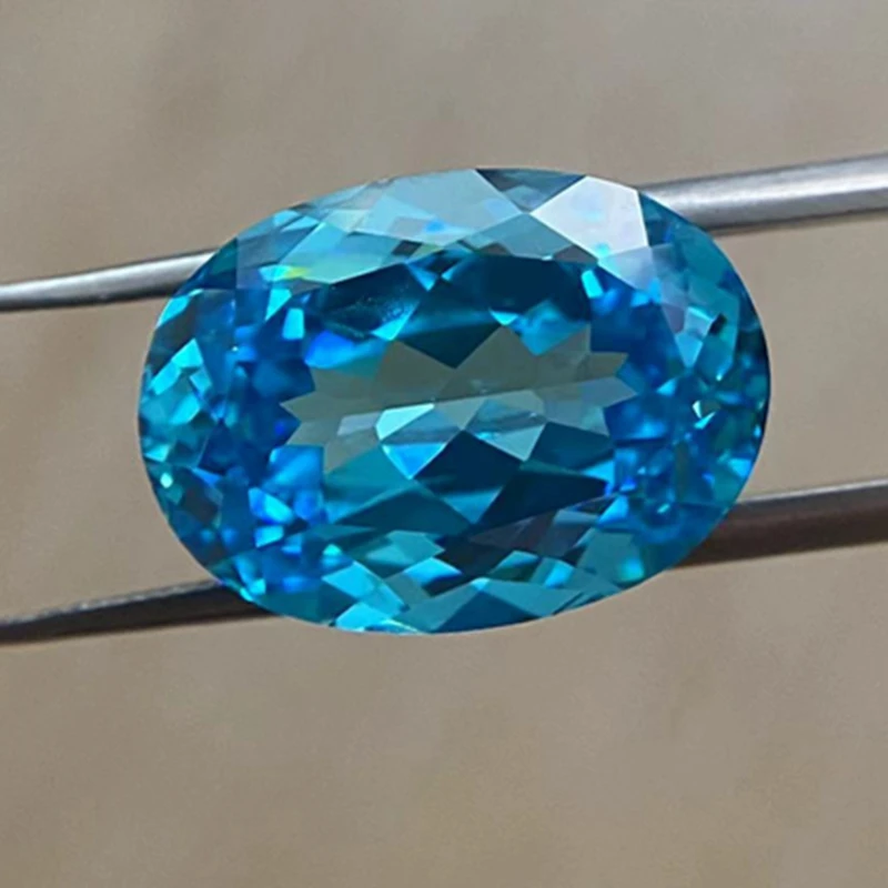 

Natural Synthetic Sapphire Oval Cut 13x18mm 15.0ct Sea Blue VVS Loose Gemstone Corundum For Jewelry Making