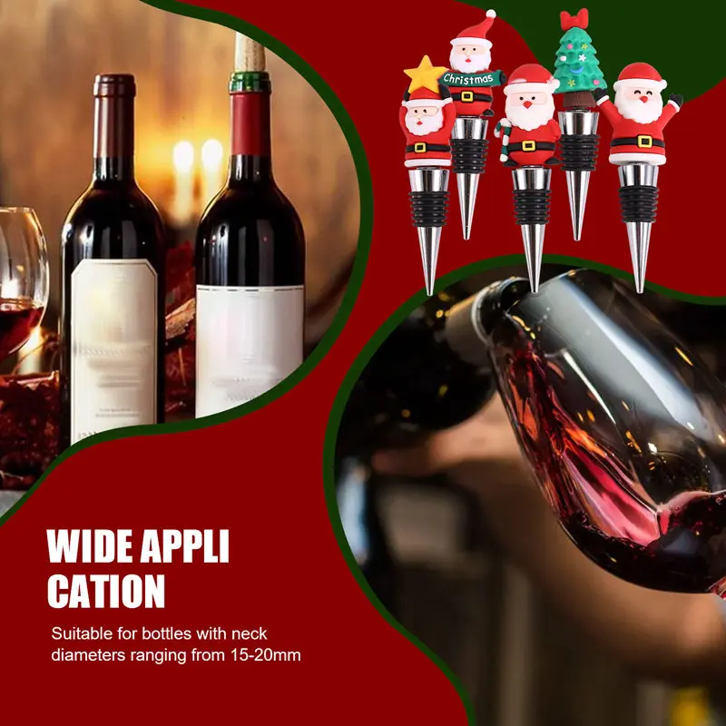 5 шт. пробка для бутылки вина рождественская декоративная многоразовые пробки