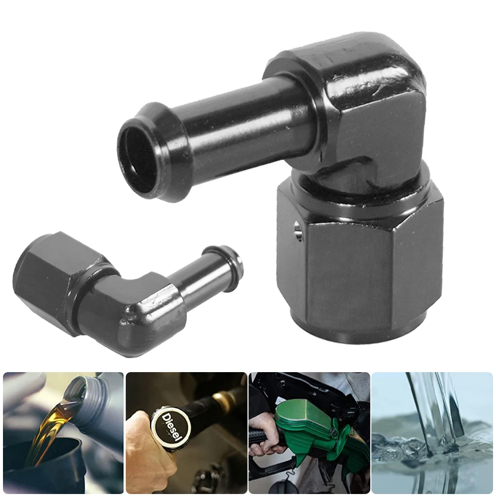 Купи 6AN Female to 3/8, 5/16 Hose Barb Fuel Fitting Adapter 90 Degree Aluminum Black Anodized Fuel Oil Pipe Connector Hose Adapter за 163 рублей в магазине AliExpress