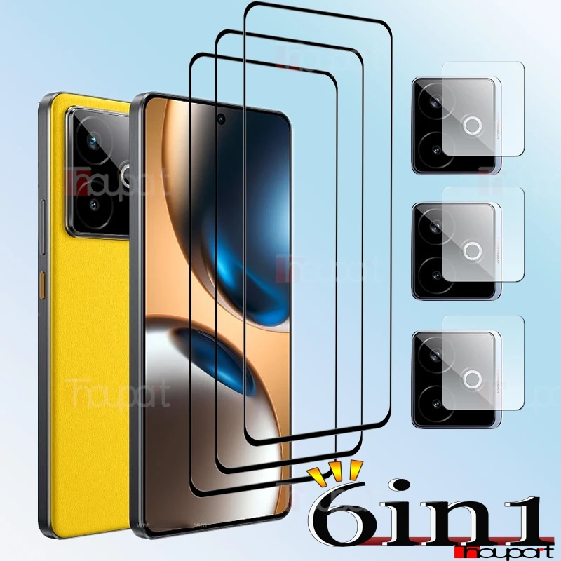 Фото Закаленное стекло с полным клеем для Realme GT 7T, защитная пленка для экрана, переднее стекло, ультра-прозрачная пленка для Realme GT7T, мягкая волокнистая пленка для линз №1
