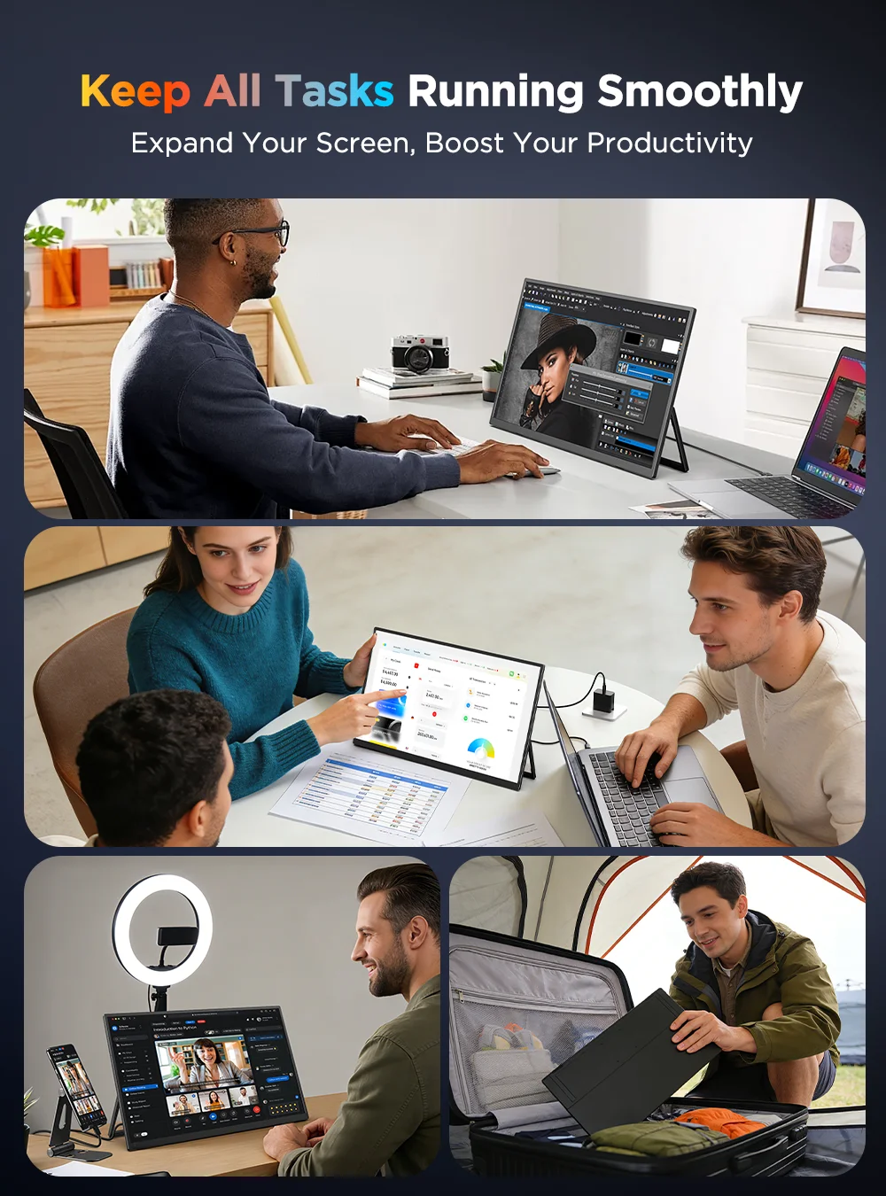 Портативный монитор UPERFECT UColor J1 4K с сенсорным экраном 15,7 дюйма, расширенный экран для ноутбука, USB-C, HDMI, игровой дисплей для ПК с подставкой (art.: 3920d9bd37dce) - 3920d9bd37dce