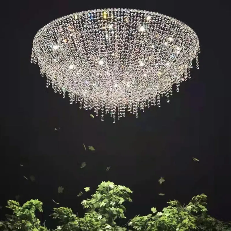 

Nordic Modern Luxury Tassels Crystal Chandelier Semicircle Lampshade G9 LED Pendent Light Living Room Ceiling Lamp