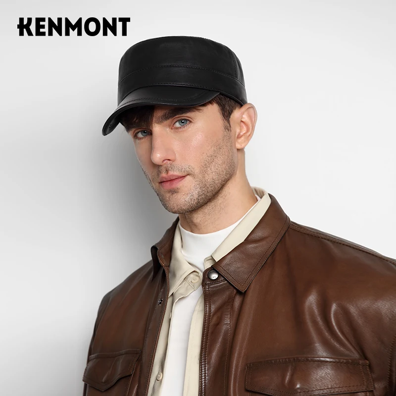 

Мужская шапка KENMONT L прогулочная модная шапка с плоским верхом осенне-зимняя кожаная мужская шапка зимняя военная шапка 5194