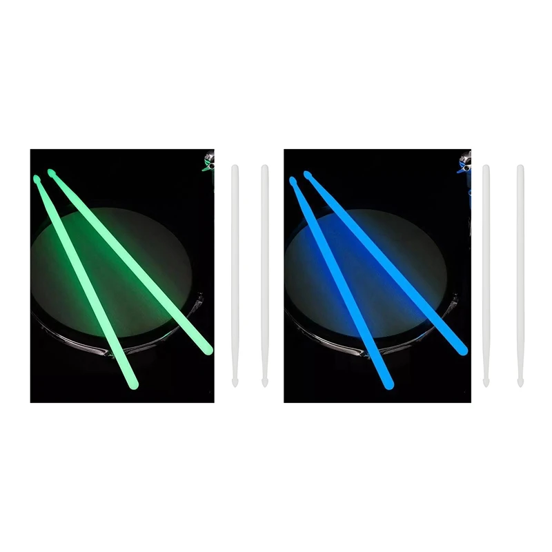 

2Pair 5A Luminous Drum Stick Drum Set Fluorescent Drumsticks Jazz Drumsticks Stage Glow In Dark Drum Green & Blue
