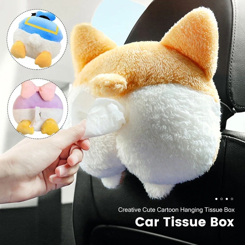 

Автомобильная коробка для салфеток, плюшевые животные, симпатичный держатель, автомобильный подвесной ящик, портативный бумажный чехол, де...