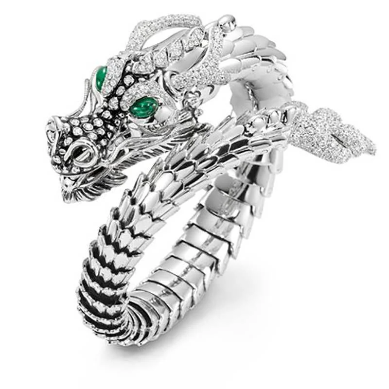 

Punkboy Unique Domineering Silver Plated Color Dragon Animal Metal Adjustable Opening Ring for Men Party Jewelry Accessories