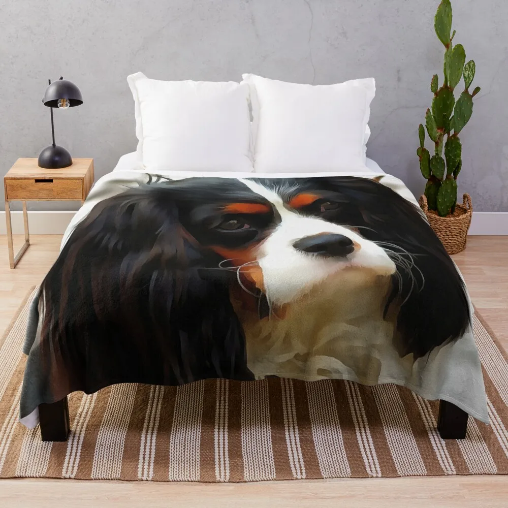 

Portrait Of A King Charles Cavalier Spaniel Throw Blanket blanket wool