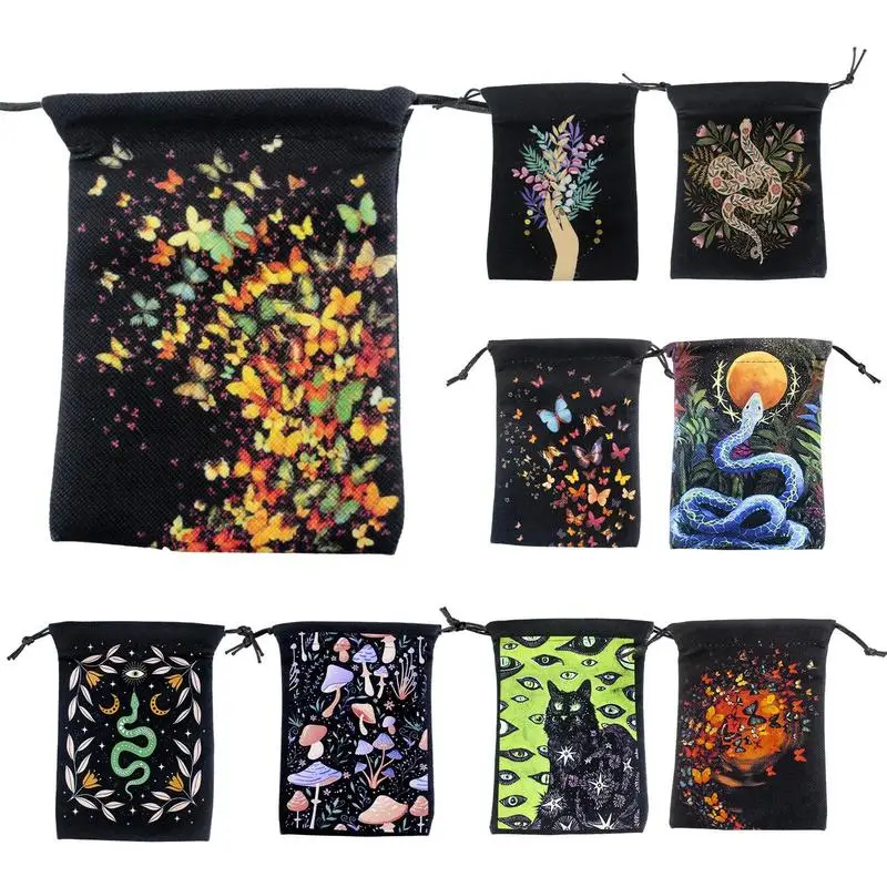 

Digital Printing Bag Printed Tarot Flannelette Bag Crystal Small Object Rune Dice Draw Rope Bag Board Game Storage Bundle Pocke