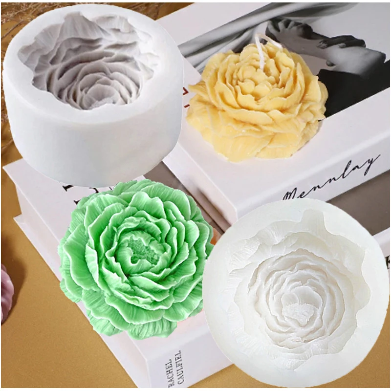 Large Peony Silicone Candle Mold Aromatherapy Gypsum Soap Resin Flower Mould Birthday Holiday Gift Wedding Souvenirs Home Decor