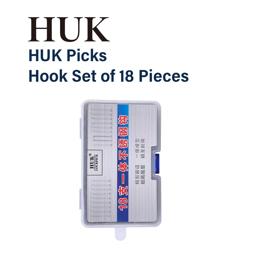 

HUK Tool Picks 18 Pieces Set Colored Rubber Handle Turning Hooks Practical Shapes Tension Wrench For Locksmith Training New User