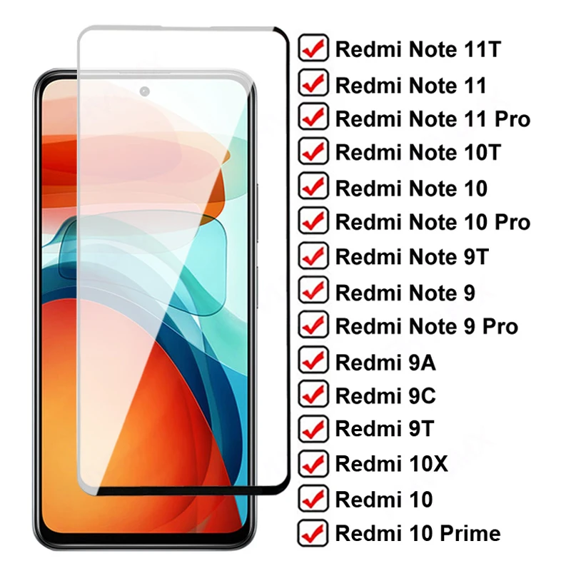 

Защитное стекло с полным покрытием для Xiaomi Redmi Note 11 Pro 10X 5G 10 Prime 9A 9C 9T 9 11s 10T 11T, защита экрана из закаленного стекла