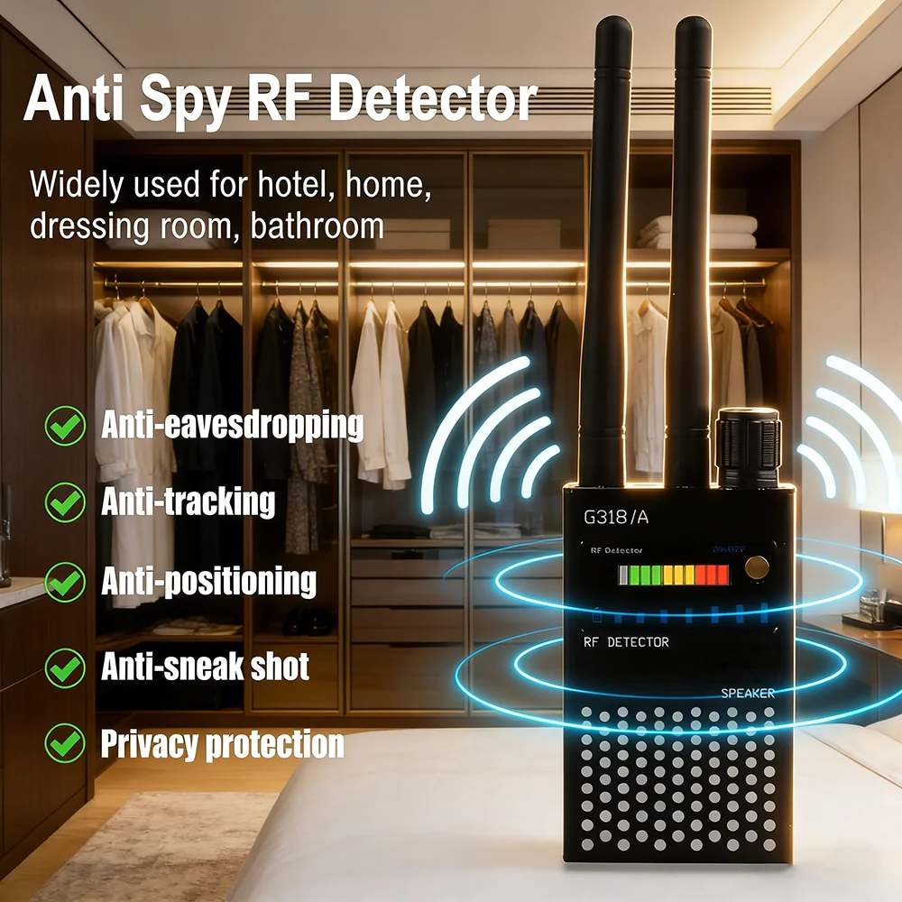 Фото Детектор скрытых камер и RF-сигналов, обнаружитель жучков, GPS-трекеров, GSM-сигналов, устройств для защиты от прослушивания и сканирования беспроводных устройств №1