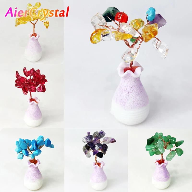 

Natural Crystal Handmade Tree of Life Christmas Gift Home Decoration Pendant Lucky New Year Gift Souvenir