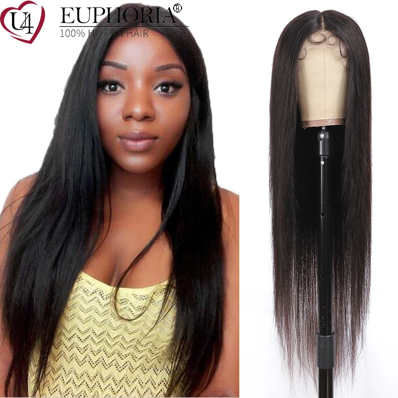 

Natural Black 13x4x1 T part Wig Brazilian Remy Human Hair Lace Closure Wigs Pre-plucked 150% Density Lace Part Wig EUPHORIA