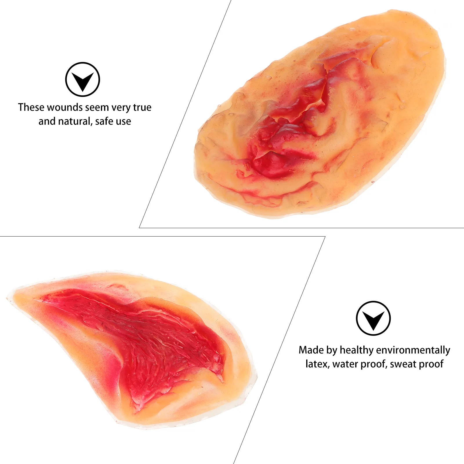 2 шт. 3D латексные наклейки на Хэллоуин с ужасной раной макияж травма крови