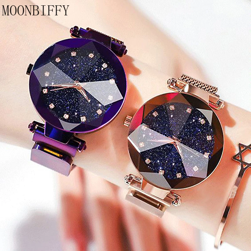 

Luxury Women Watches Ladies Magnetic Starry Sky Clock Fashion Diamond Female Quartz Wristwatches Watch for Girl Zegarek Damski