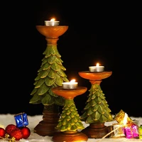 realistic shape xmas tree table candle holder christmas ornament candlestick desktop living room christmas decor crafts