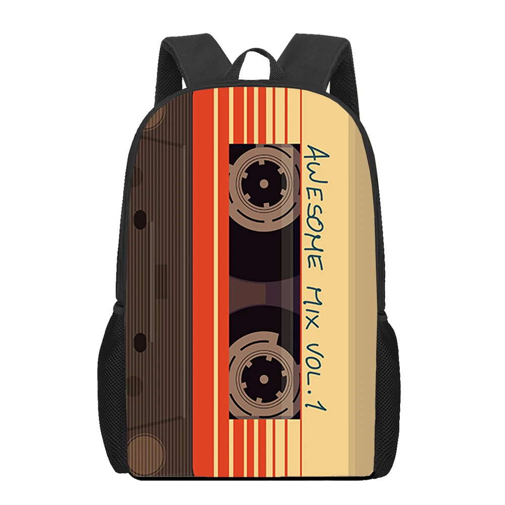 

Retro Side Old Tape Cassette 3D Printed Book Bag Men 16 Inch Backpack For Teen Boys Kindergarten Bagpack Children Mochila