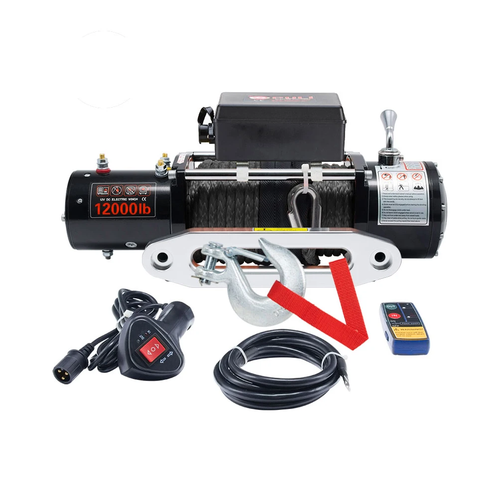 

Factory price off road 12V/24V 4*4 car electric winch 12000lbs with synthetic rope