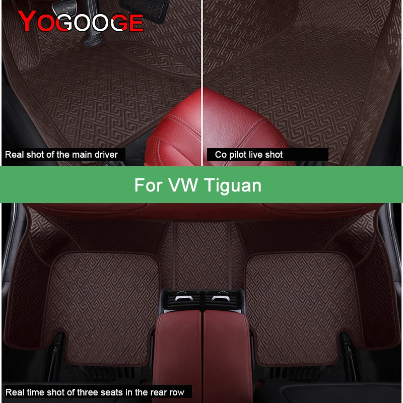 YOGOOGE Car Floor Mats For VW Tiguan Luxury Auto Accessories Foot Carpet