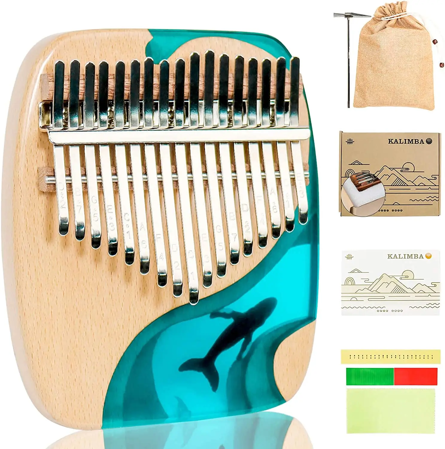 

Калимба, 17 клавиш, пианино с настраиваемым молотком и учебной инструкцией, портативный, подарок для детей, взрослых, новичков, профессиональ...