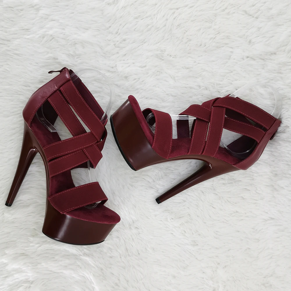 Leecab 6Inch/15cm cross lace upper with zipper  High Heels  Party Sexy Clubbing Exotic Pole Dancing Dancer Sandals