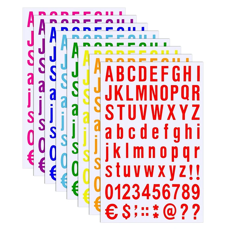 

8 Sheets Self Adhesive Vinyl Letters Numbers Kit Waterproof Mailbox Numbers Sticker (1 Inch 8 Colors Set)