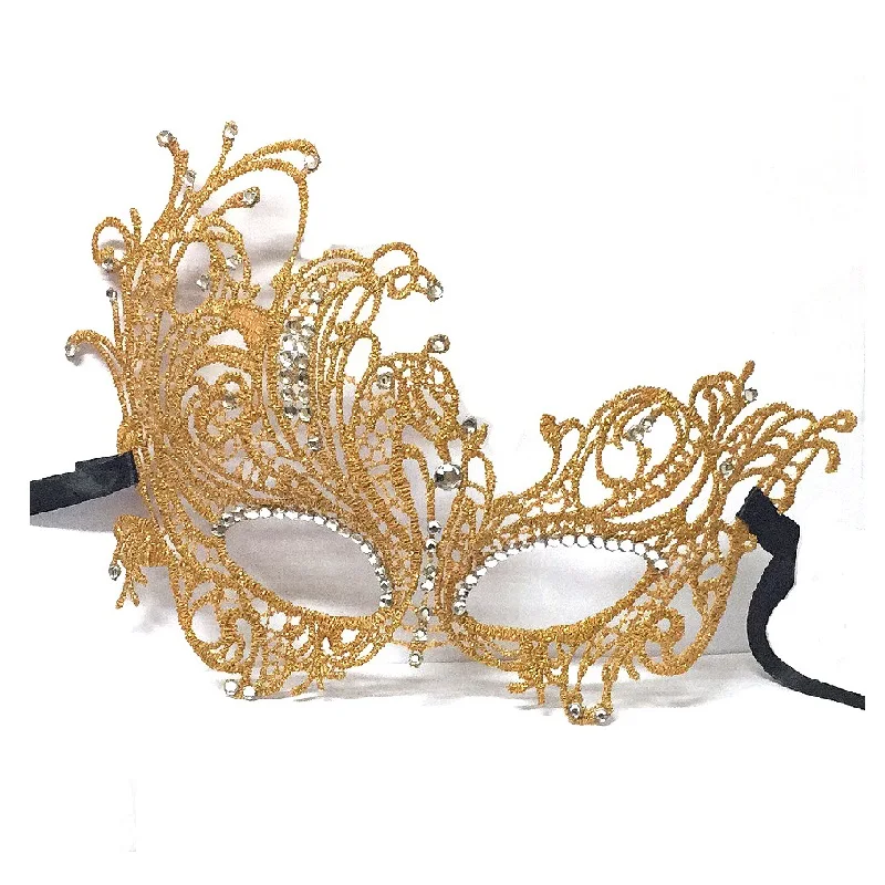 

Lace Mask Half Face Masquerade Plus rhinestones Halloween Party Fun Eye Mask Female Festival Supplies