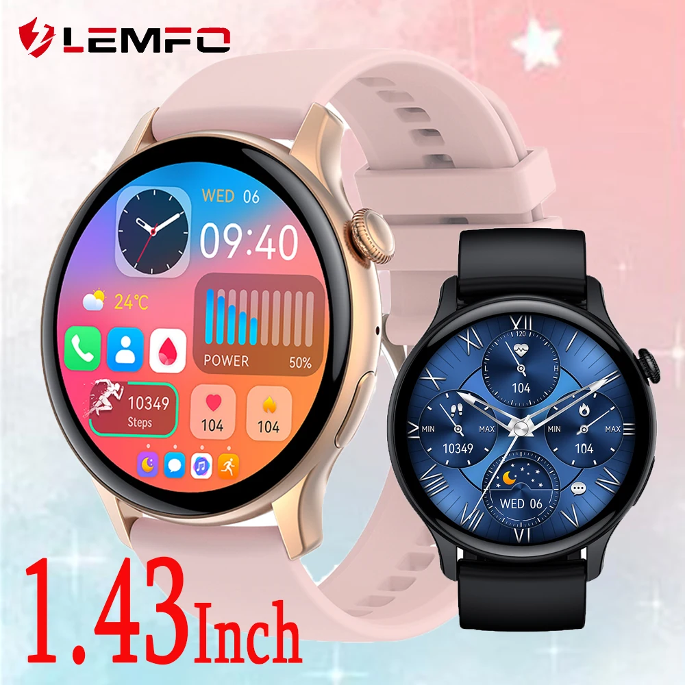 

LEMFO HK85 Smart Watch Men Amoled Screen Bluetooth Call Smartwatch Men Women World Clock Health Monitor Sports Modes AI Voice