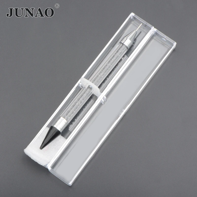 JUNAO 9 Colors Wax Pencil Rhinestone Dap Pen Picking Up Strass Diamonds Painting Tool Crystal Picker For Nail Art Decoration images - 6