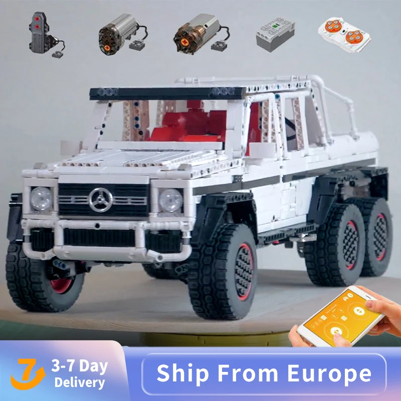 

Высокотехнологичный внедорожник белого цвета 1:10, модель G63 APP Electric RC, 3686 деталей, строительные блоки, детская игрушка