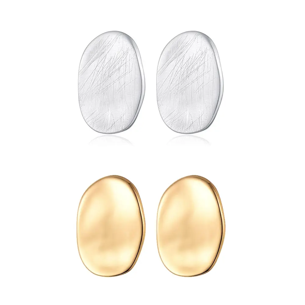 

Shineland New bijoux Trendy Glossy Round Stud Earrings Smooth Simple Geometric Metal Punk Statement Jewelry for Women Gift