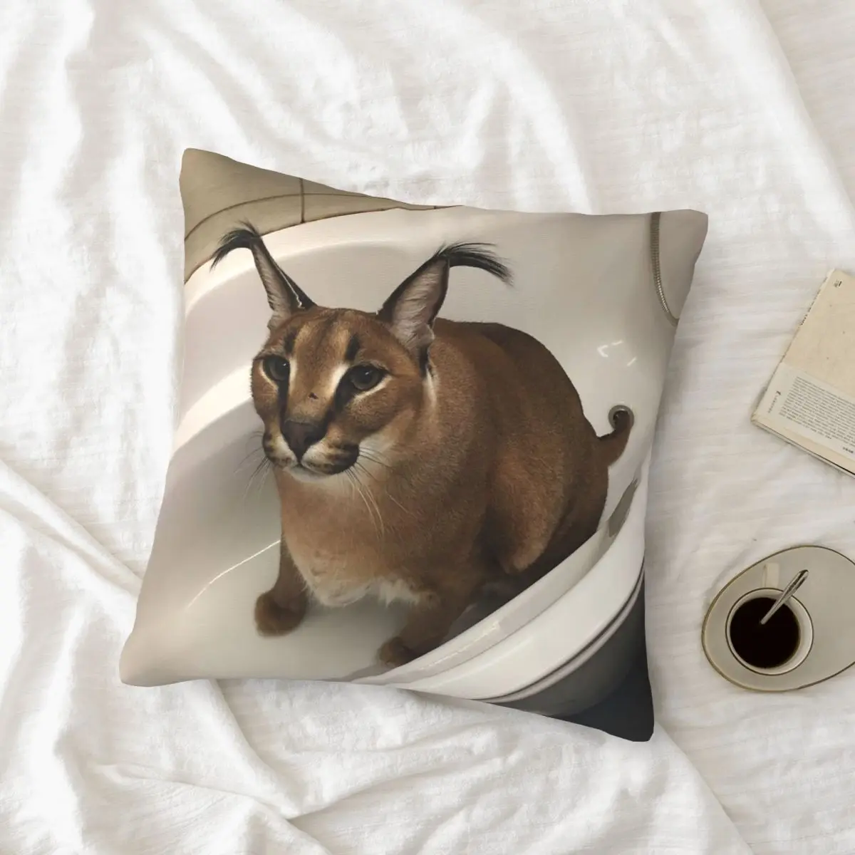 

Floppa Cute Meme Cushion Cover 40x40 Home Decor Dakimakura Funny Caracal Cat Throw Pillow Case for Living Room Housse De Coussin