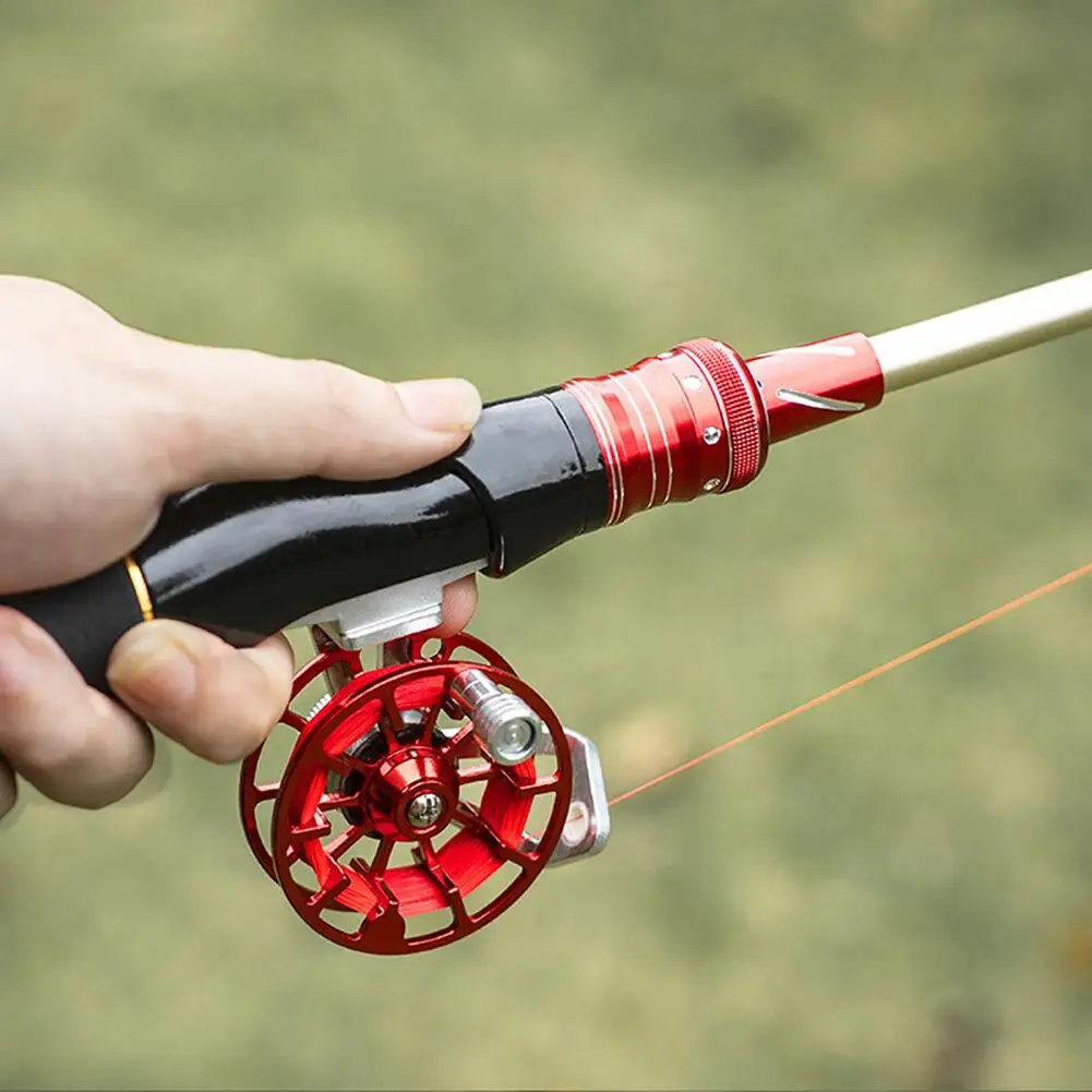 Фото Портативная мини-Рыболовная катушка, Ультралегкая высокопрочная полностью Металлическая полая рыболовная снасть, аксессуары №5