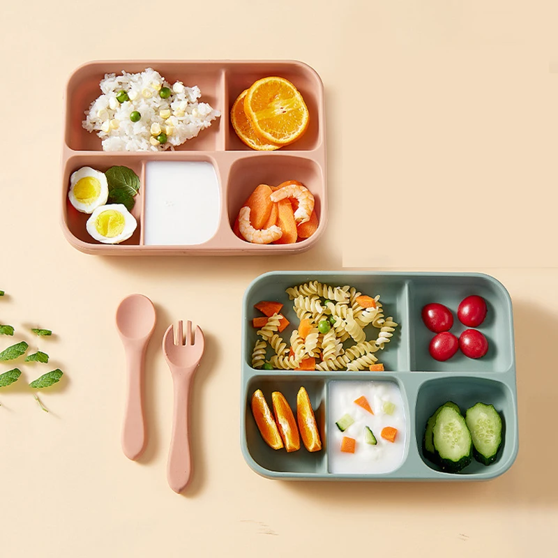 

Baby Silicone Tableware Waterproof Feeding Plate Solid BPA Free Dinner Plate For Children Sucker Bowl With Lid Children's Plate